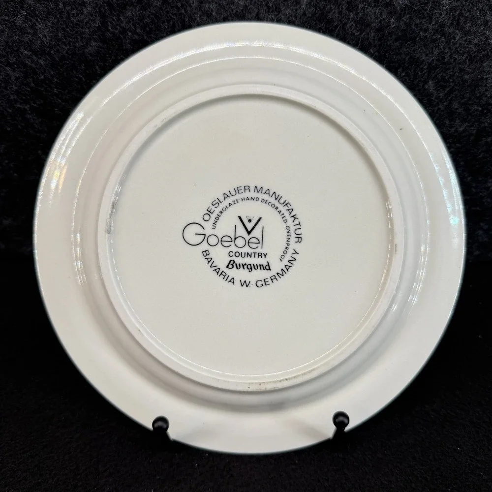 Vintage Goebel COUNTRY BURGUND‎ Individual Salad Plate West Germany 7 3/4